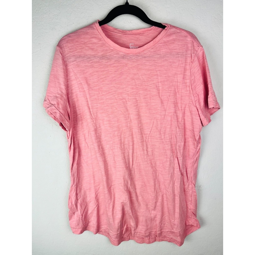Felina XXL Pink Slub Knit Rolled Sleeve T-Shirt Soft Casual Basic Tee